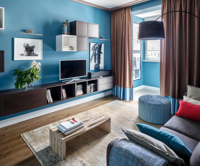 Wohnzimmer Wandgestaltung mit Farbe